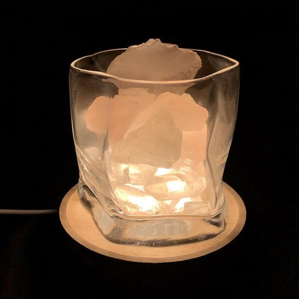 Round Shaped Display Pedestal LED Light Display Base Crystal Wood Lighting Base