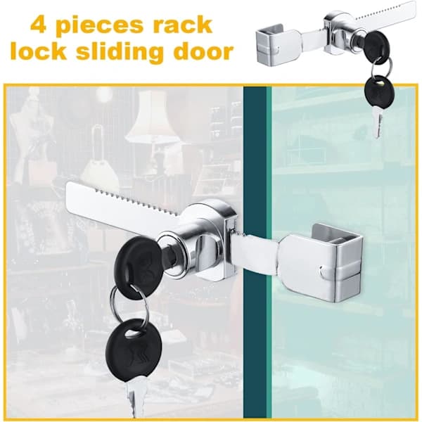 4 Pieces Sliding Glass Door Locks, Display Cases, Terrarium Locks, G