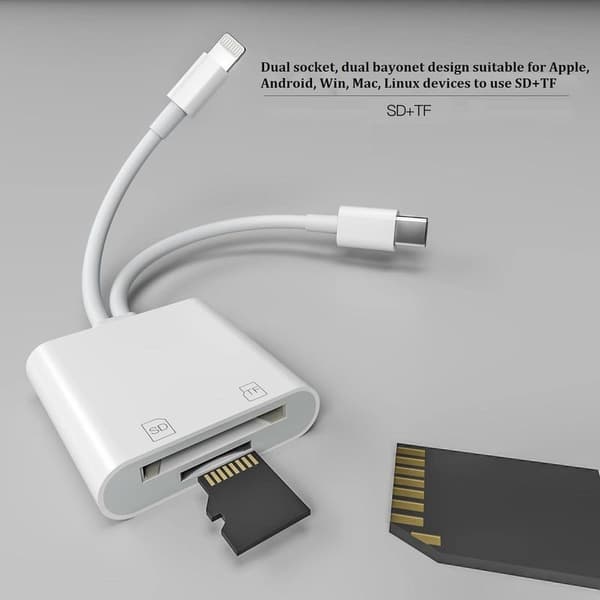 Lightning till SD för iPhone/iPad, minneskortläsare med dubbla kortplatser