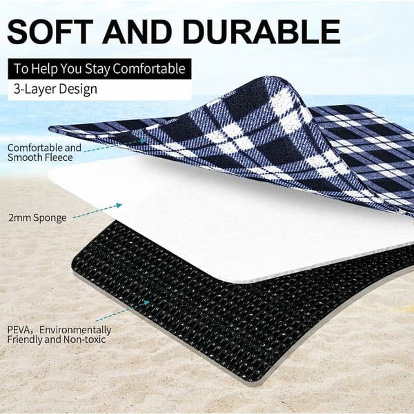 200X300cm Piknikteppe, Sammenleggbart Isolert Sandfritt Vanntett Strandteppe-FA5-