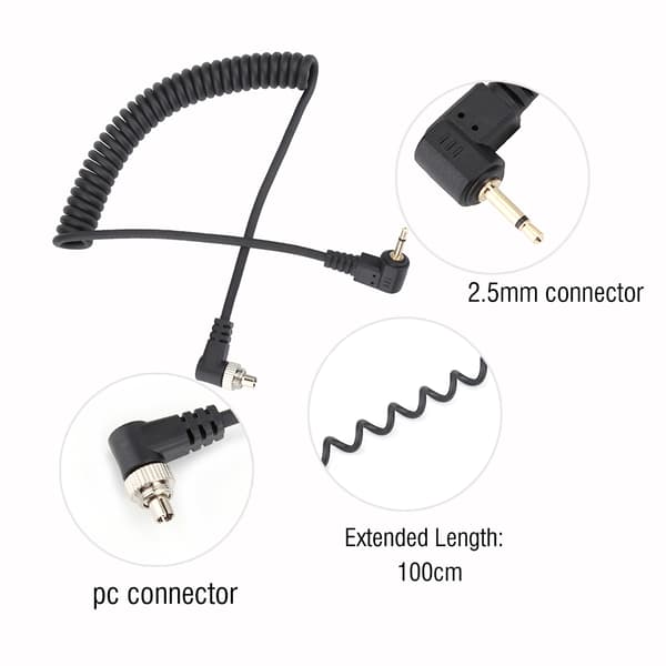 2,5 mm uros Flash PC-synkronointikaapeli ruuvilukolla, pidennetty kierrekaapeli
