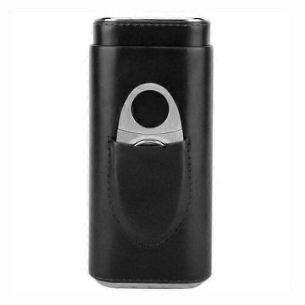 Home Humidor Cigar Box Case Holder Leather Travel Set Black