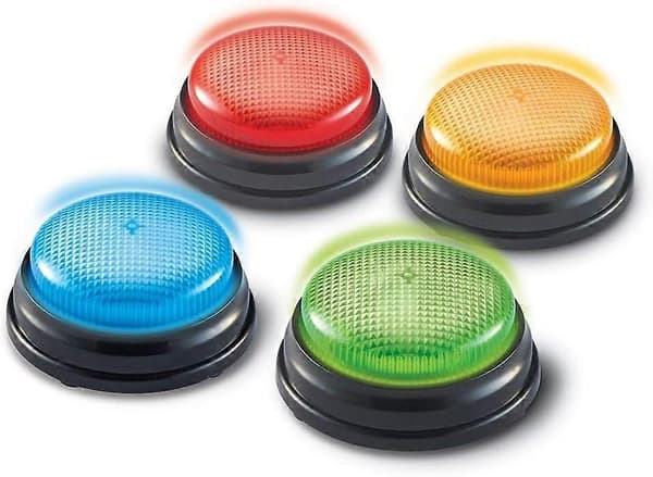 Quiz Buzzers - Sæt med 4 lys- og lydbuzzere til quiz