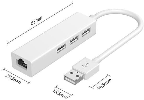 USB A til 3 x USB A og RJ45 Ethernet LAN-adapterkabelhub Mac USB-A netværkskabel til bærbar computer, PC, MacBook