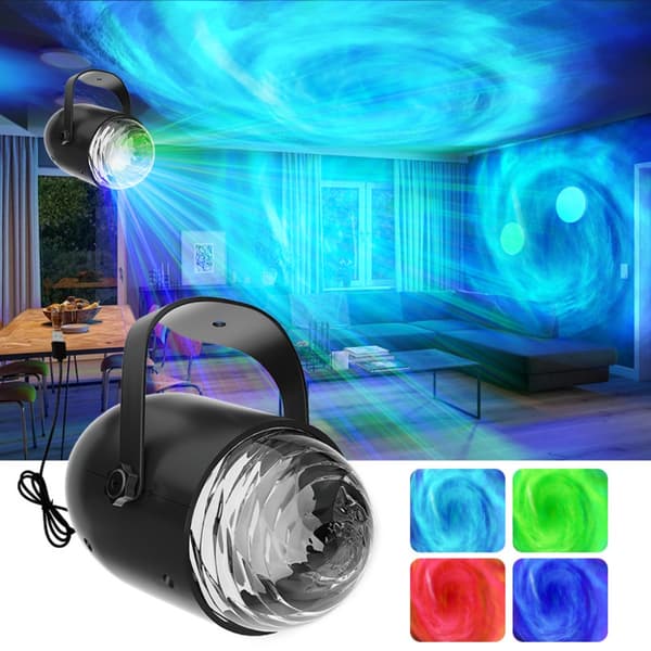 Swirl Pattern Magic Ball Projector Lamp - Aurora and Scene Effect, USB Rechargeable, Auto-Rotating Black Night Light for Bedroom, Parties, and KTV