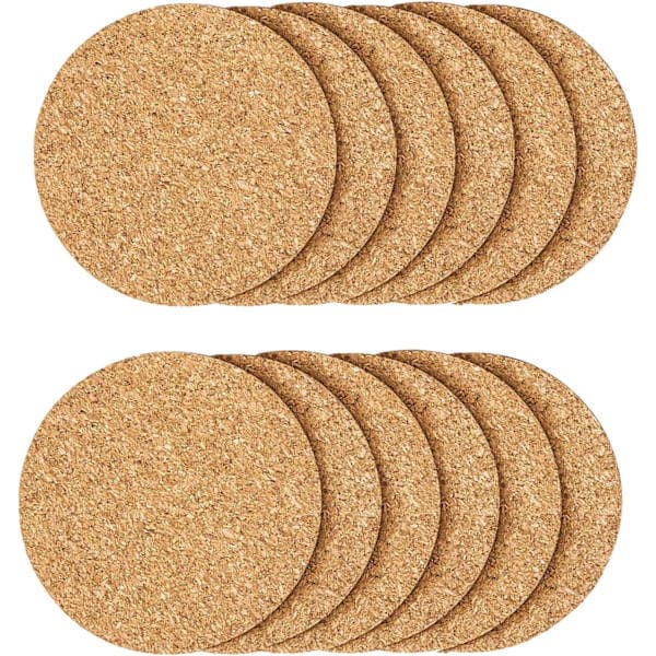 12-pack Cork Coasters, Cork Drink Coasters, Coffee Table Coasters with Round Edges, Warm Gift for Home Decor.