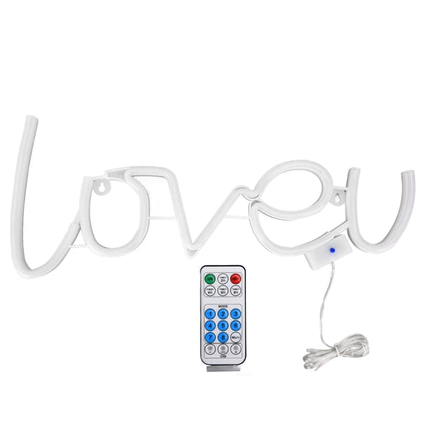 LOVEU Neon Light LED 18 Keys 8 Modes Timing Remote Control USB Light for Home Decoration 300LM Warm White + White Light
