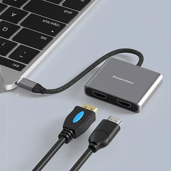 USB C - kaksois-4K-HDMI-yhteensopiva sovitin usean näytön muuntimeen