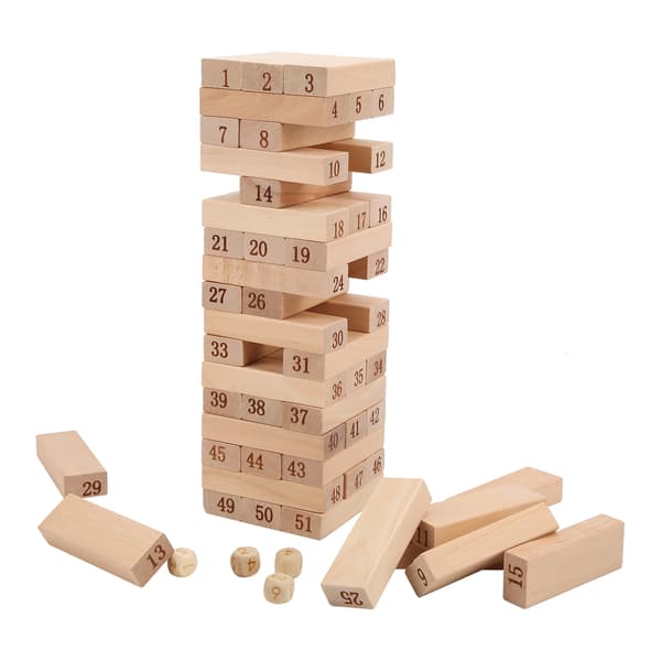 51 st block staplingsleksak träblock Tumble Tower byggleksak för barn vuxna