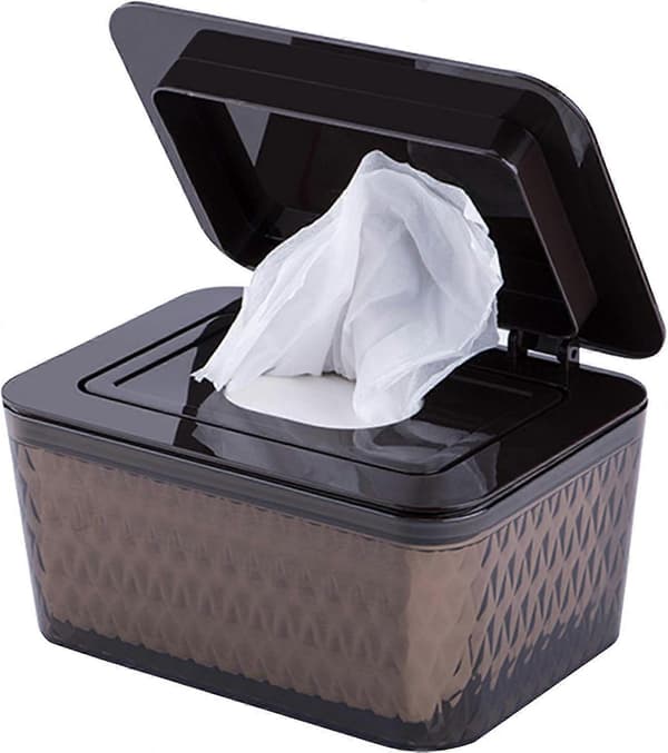 2025 Suitable Wet Wipe Storage Box, Tissue Storage Box with Sealed Lid, Dustproof Wet Wipe Dispenser Holder (Brown)