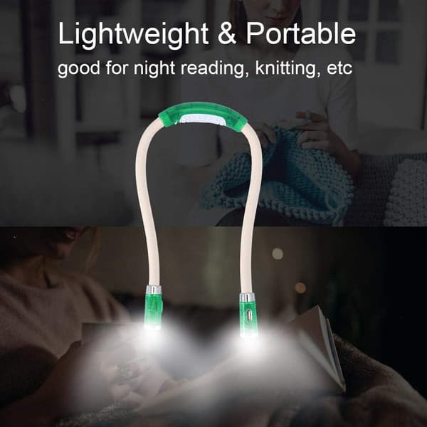 (Grøn) Justerbar halslampe, fleksibel halshængende LED-lampe Han