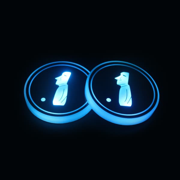2 stk. (Påskestatue, ca. 68*68*8,5 mm) LED-bilunderlag med 7