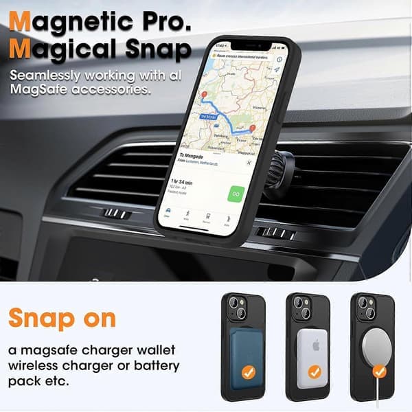 iPhone 12 Mini-deksel, iPhone 13 Mini-deksel kompatibelt med MagSafe magnetisk slankt deksel svart