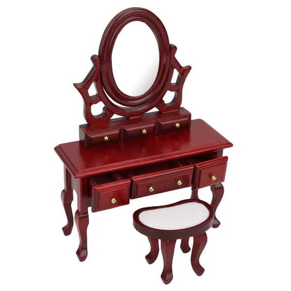 1:12 Dollhouse Miniature Bedroom Furniture Dressing Table Stool Model Toy Accessories Simulation Dressing Table