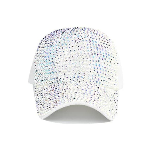 Bling Baseballkeps för kvinnor med full diamantdesign, justerbar hatt silver