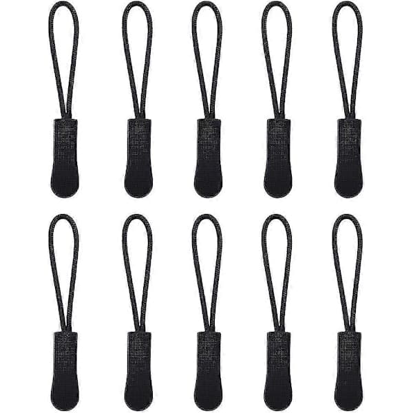 10 Pieces Zipper Pulls, Zipper Tabs, Cord Zipper Extension (Black), Removable Zipper