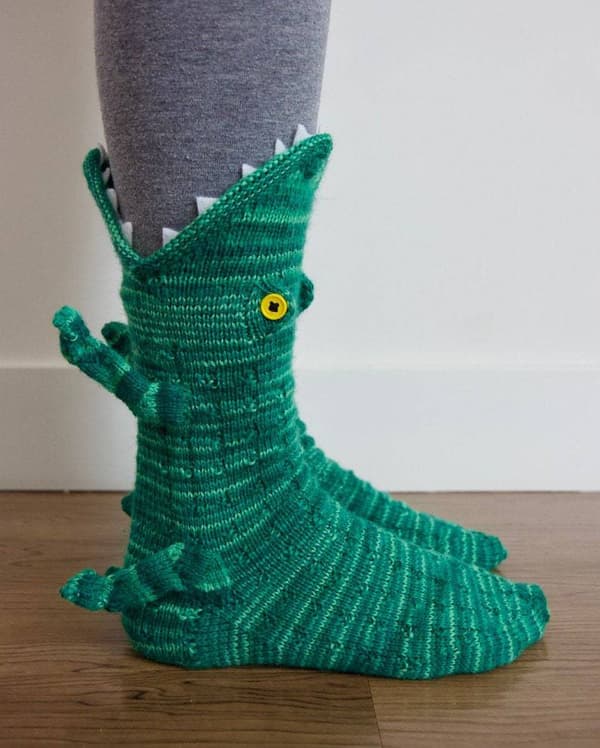 Stickade Krokodilsstrumpor Vinter Varma Strumpor Kameleontstrumpor2#