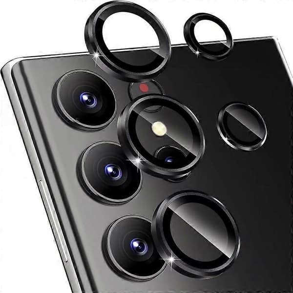 For Samsung Galaxy S23 Ultra Camera Lens Protector WANLONFENG Metal CD Texture Tempered Glass Lens