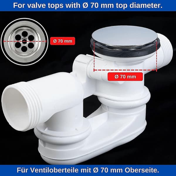 Bathtub Plug, 70 mm, With Double Seal, Height Adjustable, Universal Bathtub Plug, Pop-up Drain, Hardened Brass With Chrome Finish db