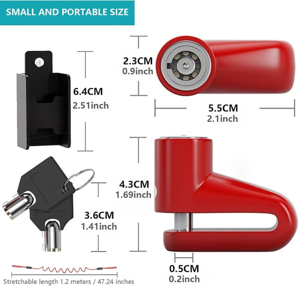 Electric Scooter Anti-Theft (Red), Accessory Padlock, Disc Lock +