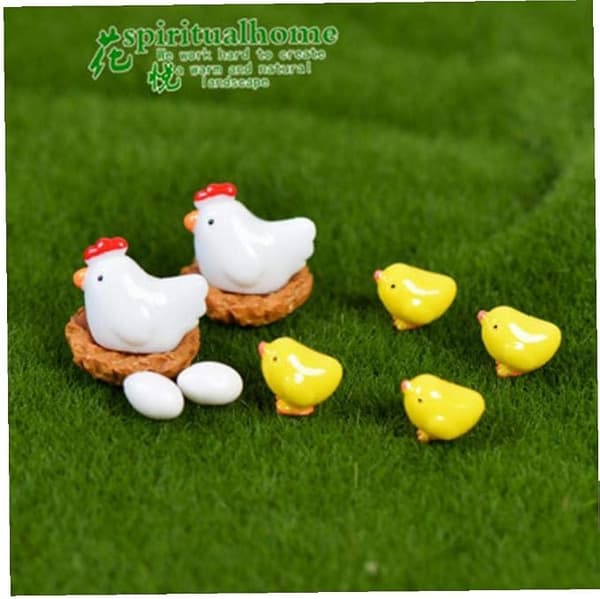13-delt høne kylling egg rede liten beite statue Fig DXGHC
