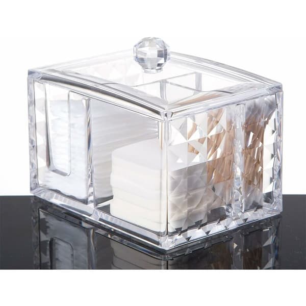 MODOU - Cotton Container Makeup Box Cotton Pad Organizer Tampon Holder Acrylic Cosmetic Storage Box with Lid Cube