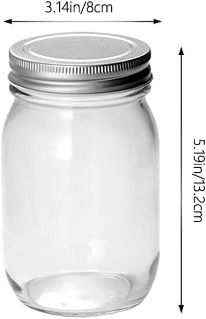 4-pack Klara Glasburkar med Silvermetallock för Försegling, Matförvaring, Overnight Oats, Torrvaror, Snacks, Godis, (473 ml)
