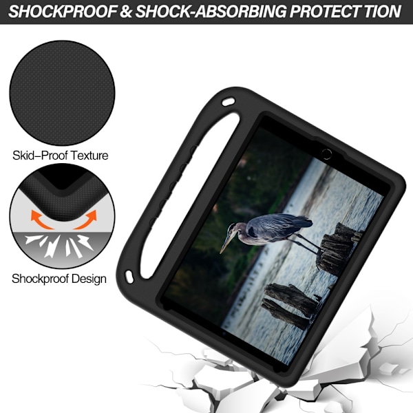 SKALO iPad 10.2 Barnfodral med Handtag och Ställ - Svart Svart