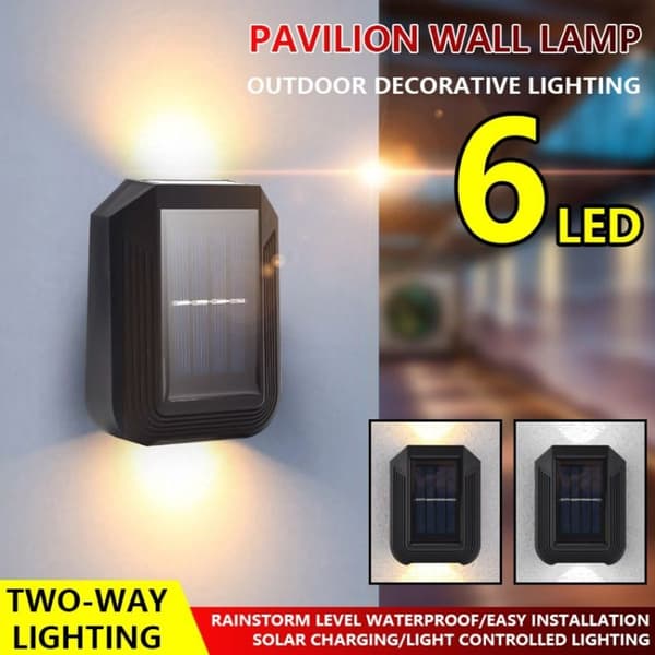 6 LED aurinkoseinävalaisin ulkopuutarhan patiokoristeluun (väri: Wa