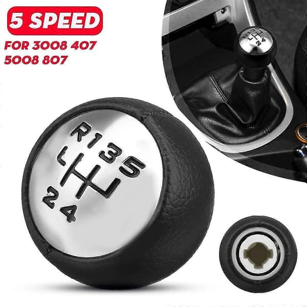 5-trins PU-læder gearknop håndbold til 307 3008 407 5008 807 til C3 C4 C4 C8