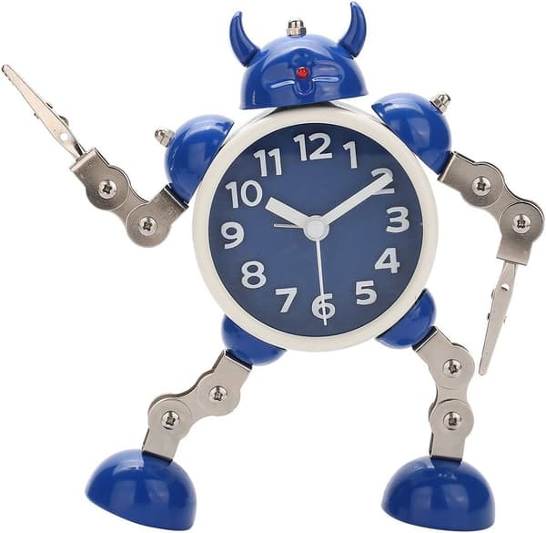 Moderne robotarm til børn - Analog lydløs lysende ur med blinkende øjne og håndklemme