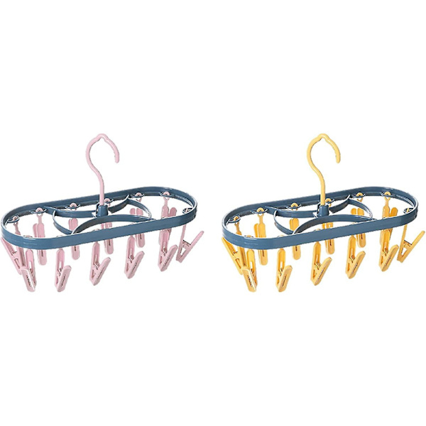 2-pack Drying Rack, Clothes Dryer, Plastic Drying Rack with 12 Clips, Portable Drying Rack