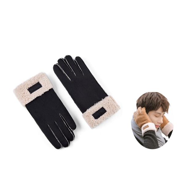 Autumn/Winter Warm Thick Suede Motorcycle Gloves Padded Gloves C