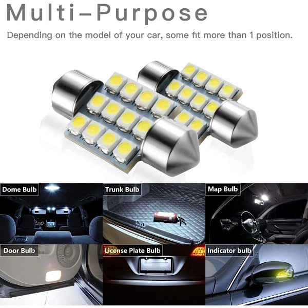 4-pack DE3175 31mm LED Interior Dome Light Map Light Door Light