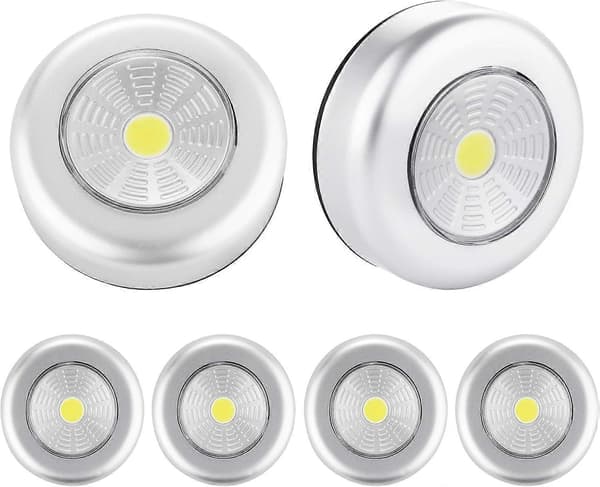 LED Spotlights Cabinet Lights, 6pcs Self-Adhesive Night Lights Extra Lighting for Stairs Mirrors Kitchen