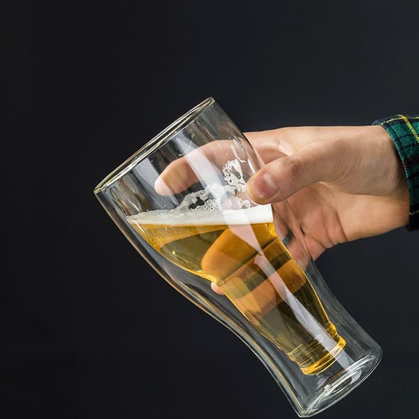 Transparent Double Wall Upside-Down Beer Glass for Draft Beer, Soda, Tea, 250ml Transparent 250ml Transparent 250ml