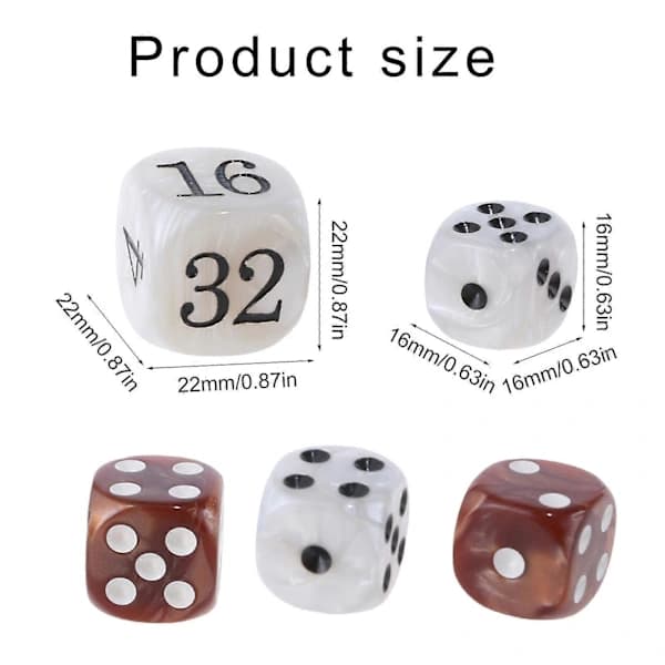 Pearl Dice for Backgammon Enthusiasts, Acrylic Construction Elegant Dice Professional Backgammon Acrylic Pearl Dice S Brown White