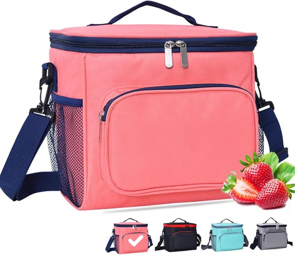 Matboks Arbeid Termisk Matpose Store Doble Rom Matpose for Menn Barn Voksne Damer Piknik Camping Skole Matkjøler Bærevesker Rosa Pink