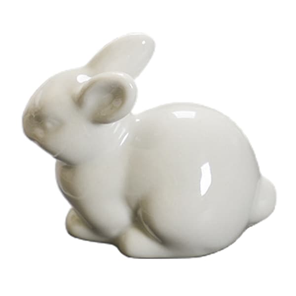 Ceramic Easter Bunny Figurine Hand-Glazed Rabbit Statue for Garden Patio Shelf Spring Decor White