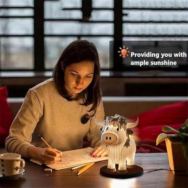 Cow-shaped Table Lamp, Farmhouse Night Light, Small USB Lamp for Bedside Table, Office, Bedroom