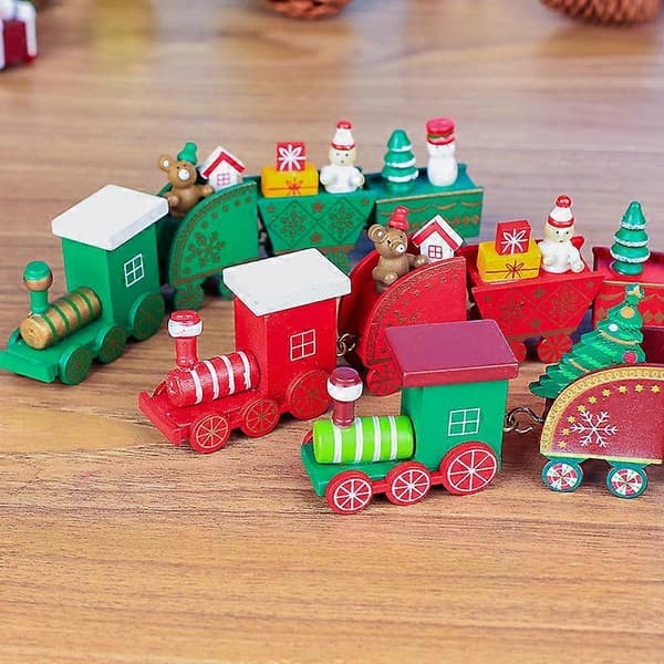 Mini Trætog, Julepynt til Tog, Julepynt, Miniature Campingvogn Julepynt, Minidukker, Boligindretningspynt