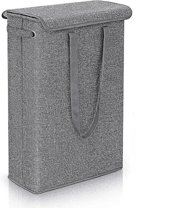 Klesvaskkurv med lokk og håndtak, grå grey