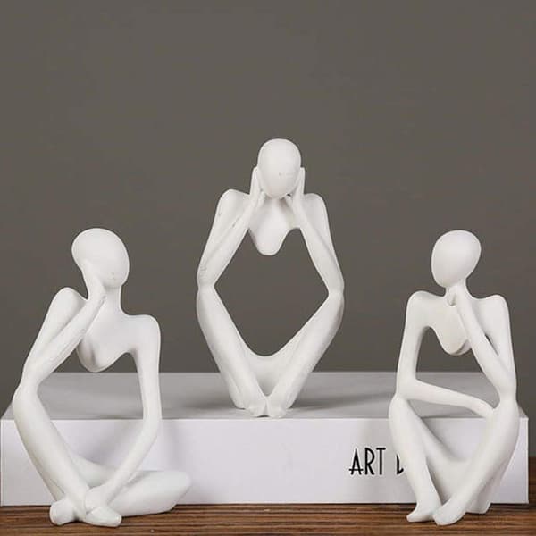 Thinker Statue - Resin Figurine Statue Thinker Figure Abstract Decoration - Abstract Thinker Sculpture Modern Art Figurine - Desk Decoration White
