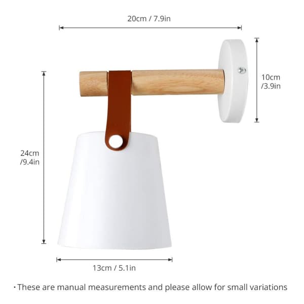 Wall Sconce Modern Wood Leather Decorative Led Wall Lights E27 Base Lighting Fixture (Black)