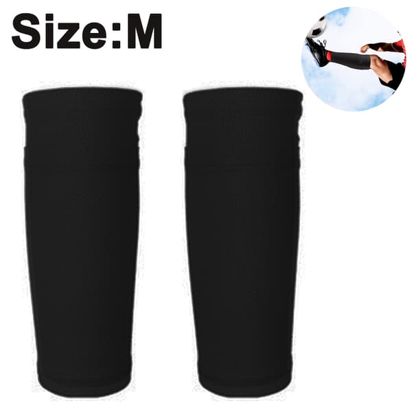1 Pair Football Shin Guard Socks - Black M