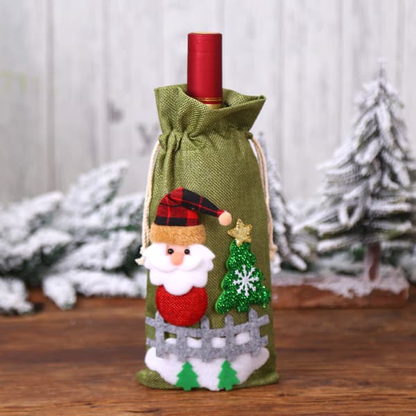 3 st julepynt til vinflasker i burlap