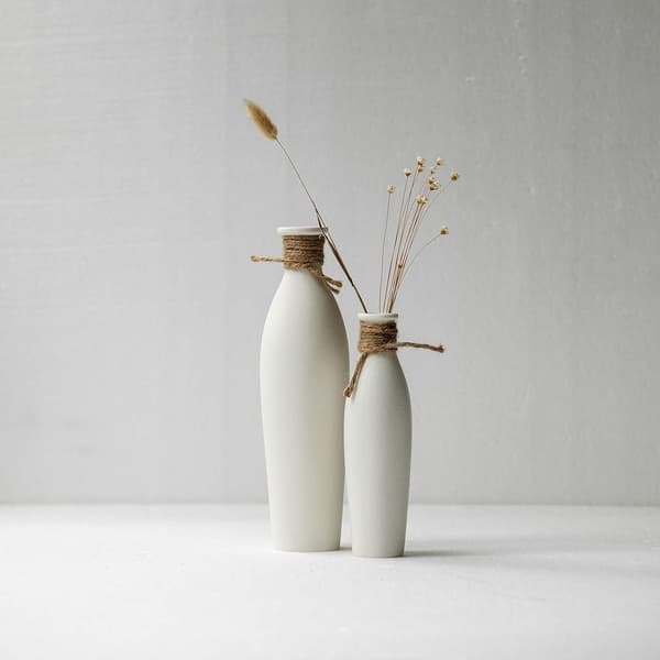 Keramisk vase i 2-pakning - moderne innredning i hvitt