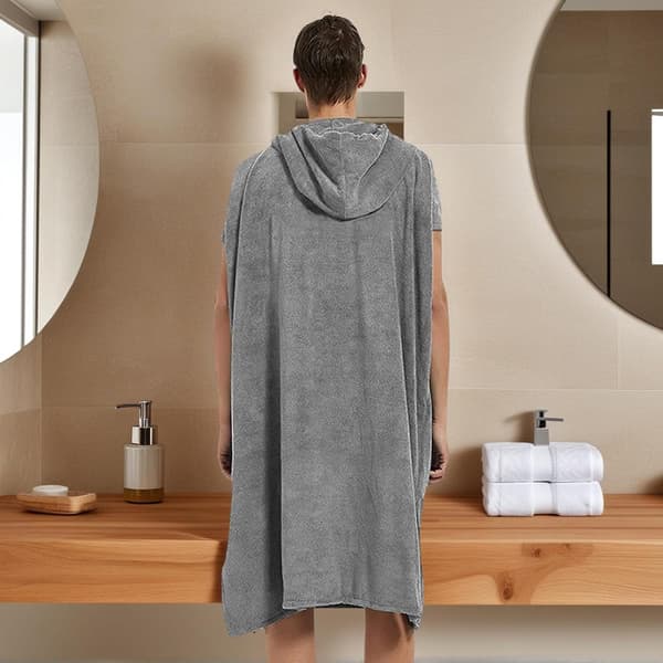 Strandponcho fin fiber-hurtigtørkende badekåpe mørk grå - Dunkelgrau