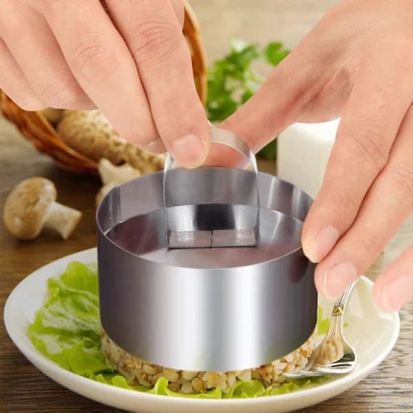 4 stk Mini Kageforme i Rustfrit Stål Runde Mousse Ring Sæt 8 cm Diameter med Presseløfter Tykkere Bageværktøj