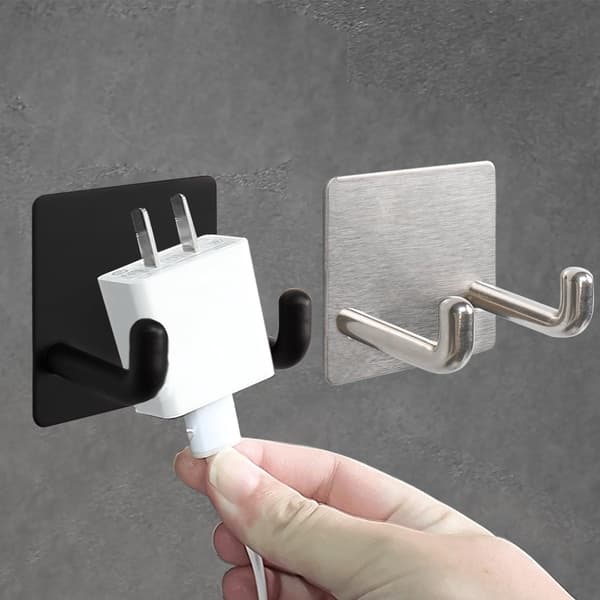 Self-adhesive razor holder, stainless steel silver, 4.5x4.5cm, for bathroom